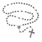 19" Genuine 6mm Hematite beads with sterling silver or pewter center and crucifix