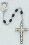4mm x 6mm Black Oval Glass Bead Rosary. Pewter Sacred Heart of Jesus Center and Crucifix. Deluxe Gift Box Included. 

 