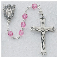 6mm Pink Glass Bead, Sterling Miraculous Center and Crucifix.
Deluxe Gift Box included.
Prices subject to change without notice