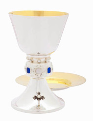 Silver Chalice with Genuine Mother of Pearl and Lapis Stones