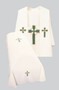 Funeral Pall #278- Celtic Cross design. Resurrection Mass Set Funeral Pall. Tailored in no iron textured polyester. Coordinating Chasuble (872A) and Overlay Stole (701) are  sold individually. Genuine Swiss Schiffli embroidery has been generously applied in a combination of multi and single color embroideries.