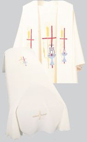Resurrection Mass Set Funeral Pall with Cross, Chalice & Wheat Design
Tailored in no iron textured polyester. Coordinating Funeral Chasuble  (857A) and Overlay Stole (60) are sold individually. Genuine Swiss Schiffli embroidery has been generously applied in a combination of multi and single color embroideries, front and back.