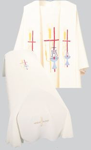 Overlay stole shown with coordinating chasuble and funeral pall
