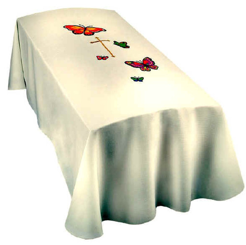 Children’s funeral pall with butterflies, available in several colors and two sizes - St. Jude Shop