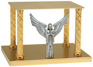 Gold plated thabor and monstrance stand with silver angel in the center
