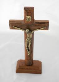 Wood Wall or Standing Crucifix with Gold Corpus