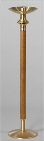 Paschal Candlestick, Style 2871 - Combination satin/polished finish, medium oak wood stain. Weighted base for stability. 43" inch Height. Sockets up to 3" are available at standard price.  1-15/16" candle socket will be shipped unless otherwise specified.  Please write your specific selection in box.  



