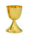 24 KT Goldplate Communion Cup measures 6 1/2" height with a 15 oz. cup capacity.  4" cup diameter.  Cross on bottom of chalice. Made in the USA