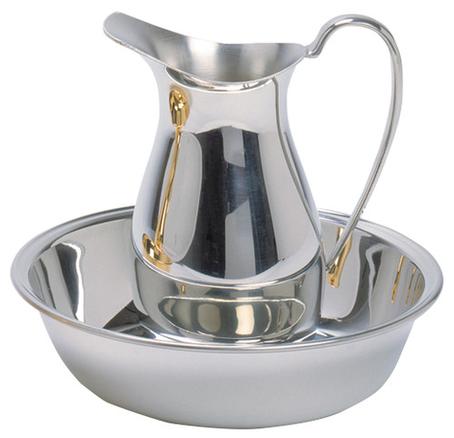 Polished Pewter Ewer is 6 3/4"H and has a 20 oz. capacity. Matching Bowl (Item #K218-P) is sold separately!