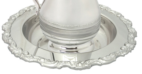 Nickel plated Basin is 2 3/4" H with a 13" Diameter and has a decorative edge