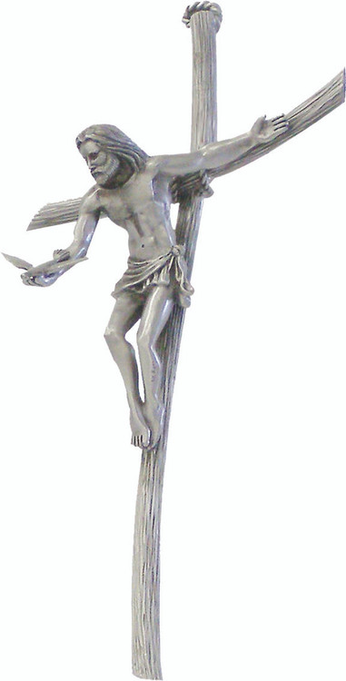 9"H Gifts of the Holy Spirit Pewter Wall Crucifix. Gifts of the Holy Spirit has a hanging hook for easy hanging.