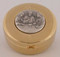 Hospital Pyx is 24k gold plated with oxidized silver medallion. Pyx has a hinged cover. Pyx measures 3" in diameter. Host Capacity-60 (Based on 1 1/8" host). Use with Burse K3085, sold separately.