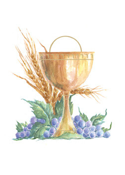 Chalice Thank You Card 3 1/2" x 4 7/8". 50 per box (Gold Ink). Inside Verse: Thank you for your thoughtfulness. May the Lord reward your kindness.

 
