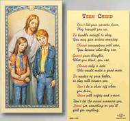 Durable and everlasting laminated holy prayer card that contains a color image of Our Lord with teenagers the front, and a list of thoughtful suggestions for Teenagers Prayer on the back. Card measures 2-1/2" x 4-1/2".