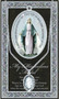 Mary Miraculous Medal ~ 1.125" Genuine Pewter Saint Medal with Stainless Steel Chain. Silver Embossed Pamphlet with Patron Saint Information and Prayer Included. Biography/History of Saint and gives the Patron's attributes, Feast Day and Appropriate Prayer. (3.25"x 5.5")