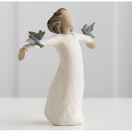 Happiness....Free to sing, laugh, dance create. Figurine is 5.5" tall.  She exudes a feeling of freedom, hope and strength, as a young girl throws her arms open to receive a group of bluebirds.
