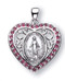 1" Miraculous Medal Heart Shaped Sterling Silver with handset pink cubic zirconia crystals set on a fancy sterling silver Miraculous Medal Heart with an 18"  in rhodium plated stainless steel chain with clasp. Comes in a deluxe velour gift box.

 