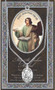 Patron Saint of Art Dealers, Asia Minor, Booksellers. 3" X 5" vinyl folder with removable oxidized medal Saint John 1.125" Genuine Pewter Saint Medal with Stainless Steel Chain. Silver Embossed Pamphlet with Patron Saint Information and Prayer Included. Biography/History of Saint John and gives the Patron's attributes, Feast Day and Appropriate Prayer. (3.25"x 5.5")