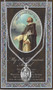 Patron Saint of Astronomers and Choir Members. 3" X 5" vinyl folder with removable oxidized medal.  1.125" Genuine Pewter Saint Medal won a Stainless Steel Chain. Silver Embossed Pamphlet with Patron Saint Information and Prayer Included. Biography/History of the Saint and gives the Patron's attributes, Feast Day and Appropriate Prayer. (3.25"x 5.5")