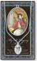 Patron Saint of Teachers and England. 3" X 5" vinyl folder with removable oxidized medal.  1.125" Genuine Pewter Saint Medal on a Stainless Steel Chain. Silver Embossed Pamphlet with Patron Saint Information and Prayer Included. Biography/History of the Saint and gives the Patron's attributes, Feast Day and Appropriate Prayer. (3.25"x 5.5")