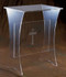 Acrylic or Wooden Top Offertory table with or without cross. Dimensions: 30" height by 24" width, 16" depth. Base: 3/8" acrylic. Comes with a choice of 1/2" Acrylic Top or 3/4" Wood Top. 