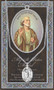 Patron Saint of Fishermen, Bridge Builders, Foot Trouble. 3" X 5" vinyl folder with removable oxidized medal.  1.125" Genuine Pewter Saint Medal won a Stainless Steel Chain. Silver Embossed Pamphlet with Patron Saint Information and Prayer Included. Biography/History of the Saint and gives the Patron's attributes, Feast Day and Appropriate Prayer. (3.25"x 5.5")