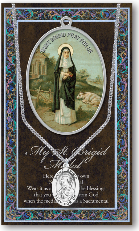 Patron Saint of Midwives,Newborn Babies. A 1.125" Genuine Pewter Medal with Stainless Steel Chain. Gold Embossed  Prayer Card included with short biography of the saint included. (3.25"x 5.5")