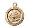 13/16" St. Michael Medal with a 18" Chain.  Medals are all gold over sterling silver with a genuine rhodium-plated, stainless steel chain. Deluxe velour gift box. 