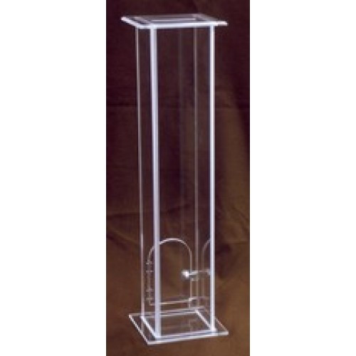 Collection box with lock. Dimensions: 36" height, 9 1/2" width, 9" depth, 1/2" thick acrylic