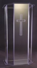 Lectern with acrylic top. Dimensions: 48" height, 24" width, 15" depth. 1/2" acrylic. With or without shelf