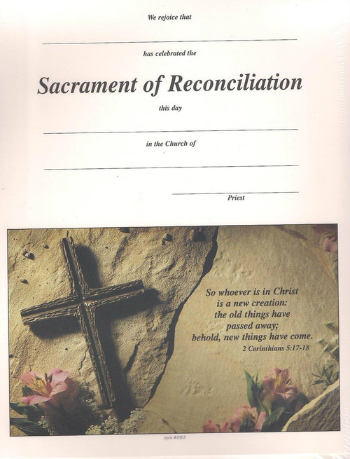 Sacrament of Reconciliation Certificates and Envelopes. Package contains 25 Certificates and Envelopes