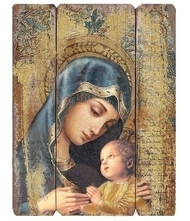 Decorative Wall Panel of Mary and Child . 26" medium density fiberboard decorative panel. 26"h X 20.25"w X 1.38D