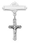 Crucifix Baby Bar Pin, Available in Sterling  Sterling. Rhodium finish. Gift Box included. Engraving Option Available
