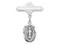 1" All Sterling Silver Miraculous Medal Baby Bar Pin with rhodium finish. Comes in a Deluxe velour gift box. Sized for a baby. Engraving on bar available.