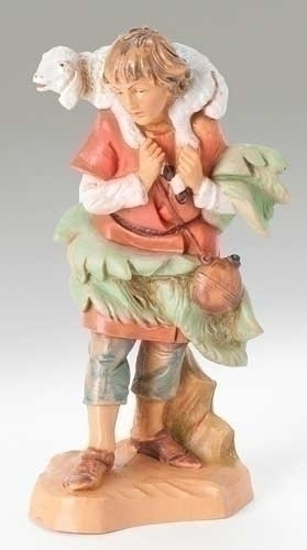 Gabriel, the Shepherd Boy with Sheep and Lamb. PolymerResin.  5" Scale