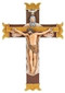 The Holy Trinity Crucifix. The Holy Trinity Crucifix is made of a resin/stone mix material. The dimensions of the Holy Trinity Crucifix are: 10.13"H x 7"W x 1"D. 