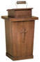 Lectern with two inside shelves

Dimesnions: 46" height, 36" width, 21" depth

Brass lamp available at additional charge