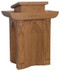 Pulpit with two inside shelves

Dimensions: 46" height, 36" width, 24" depth

Top: 22" width, 20" diameter