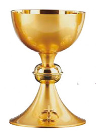 Brass Gold Plated. Wedding motif on base. Includes 5 3/4" scale paten. Height: 6 3/4". Cup Diameter: 4 3/4". 12 Oz. Includes 5 3/4" scale paten. If you wish to have the chalice engraved please add the information in the comments section when ordering. Imported from Spain. Please allow 5 to 8 weeks for delivery.