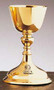 Brass Gold Plated. Cross symbol on base. Includes 5 3/4" scale paten. Height: 7 7/8". Cup Diameter: 4 1/8". 12 Oz. Includes 5 3/4" scale paten. If you wish to have the chalice engraved please add the information in the comments section when ordering. Imported from Spain. Please allow 5 to 8 weeks for delivery.