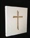 6775-White with Cross-1" Spine Ceremonial Binders. Perfect for presider, cantors and lectors. Ideal for accompanists to use to assemble each week's service music. A dignified, expandable alternative for enrollment or remembrance books. Use for general intercession, announcements, special rites, and seasonal service programs. Three ring format and hold pages up to standard 8-1/2" x 11" size. Long-lasting construction. Laminated texture cover. Inside front pocket. 4 different colors to choose from!(Green, Purple, Ivory,  Red).