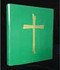 6776-Green with Cross- 1" Spine Ceremonial Binders. Perfect for presider, cantors and lectors. Ideal for accompanists to use to assemble each week's service music. A dignified, expandable alternative for enrollment or remembrance books. Use for general intercession, announcements, special rites, and seasonal service programs. Three ring format and hold pages up to standard 8-1/2" x 11" size. Long-lasting construction. Laminated texture cover. Inside front pocket. 4 different colors to choose from!(Green, Purple, Ivory,  Red).