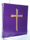 Purple with Cross- 1" Spine Ceremonial Binders. Perfect for presider, cantors and lectors. Ideal for accompanists to use to assemble each week's service music. A dignified, expandable alternative for enrollment or remembrance books. Use for general intercession, announcements, special rites, and seasonal service programs. Three ring format and hold pages up to standard 8-1/2" x 11" size. Long-lasting construction. Laminated texture cover. Inside front pocket. 4 different colors to choose from!(Green, Purple, Ivory,  Red).