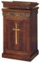 Lectern with two inside shelves

Dimensions: 45" height, 24" width, 24" diameter

Brass cross available at additional charge
