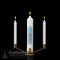 This distinctive Unity Candle ensemble executed in soft tones projects the deep significance of the matrimony ceremony.  The ensemble includes center candle (3"W)  and two side candles (2" x 12"). Comes with a  gold finish stand as pictured. 