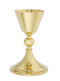Chalice, A-101G, 24 kt gold plate, 7 7/8" in height and has a capacity for 8 oz. A 5.5" scale paten is included.

Ciborium B-102G - 24 kt gold plate ciborium holds 175 hosts. Stand 9.5"H.