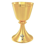 Chalice A-176G: 24k gold plate  satin finish. Chalice stands 7"H and holds 14 oz. Comes with a 5.5" paten. 

Ciborium, B-176G, 24kt gold plate, satin finish.  Host 175, based on 1 3/8" host
Ht. 9.25"