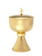 Textured 24K gold plate ciborium is 7 7/8"H and holds 225 host based on 1 3/8" host