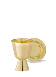 24kt gold plate chapel Chalice . Ht. 4 1/8". Holds 5oz., 3.25" Well Paten included.