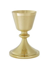 24kt gold plate Chalice. Ht. 7.5"  12oz. 5.5" scale paten. Made in the USA

